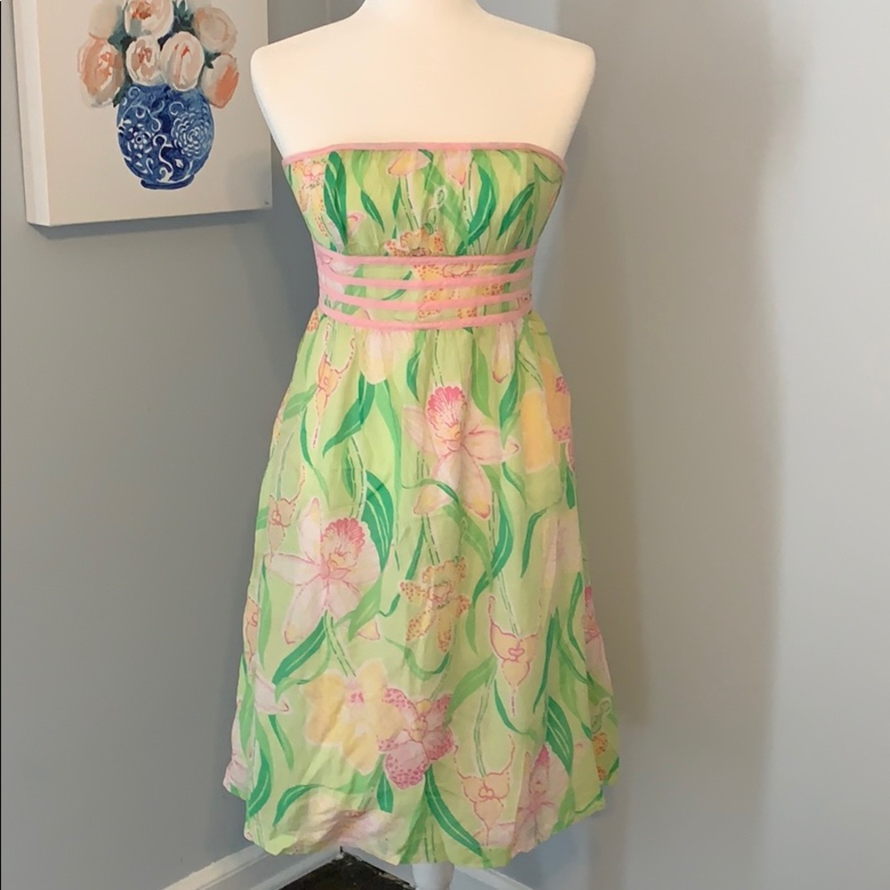 Vintage Lilly Pulitzer Watercolor Chiffon Dress